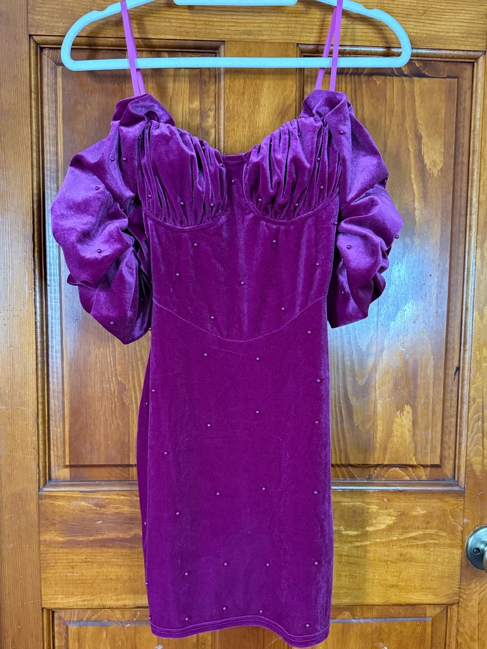 Windsor Purple Velvet Ruffled Neckline Dress Size SMALL